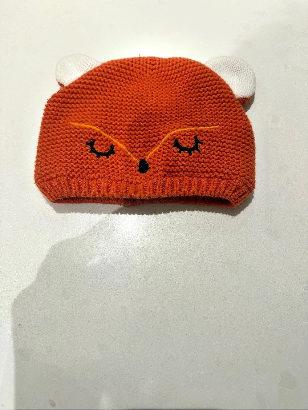 Orange fox Knit Hat Like New 0-12m